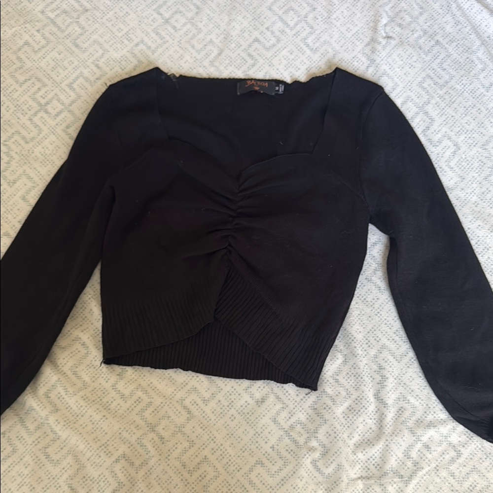 Stylish Black Ruched Crop Top